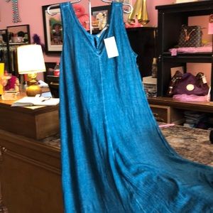 NWT Soft Surroundings turquoise mid calf dress,LG